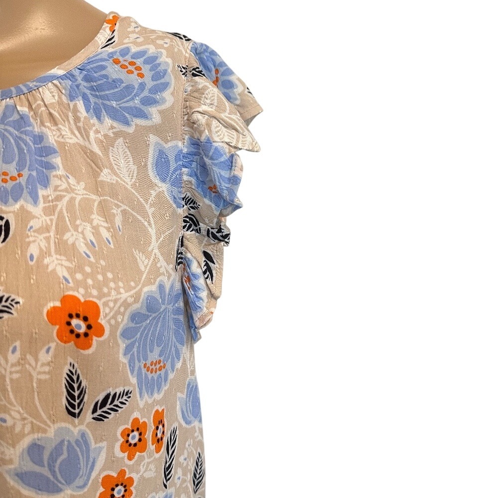 LOFT Outlet Women's Tiered Floral Print Ruffle Sleeve Midi‎ Dress Size M - Picture 3 of 6